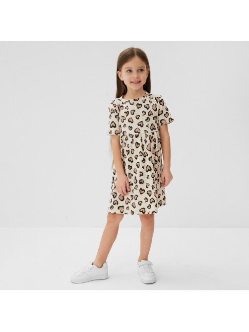 Платье для девочки KAFTAN: Leo love, бежевое, рост 98-104 см