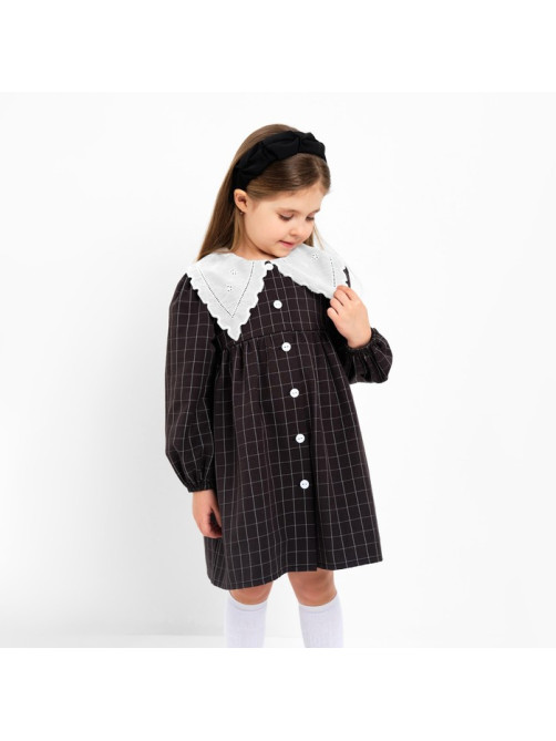 Платье с воротником для девочки KAFTAN: School collection, чёрное, размер 32 (110-116 см)