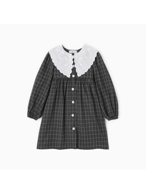 Платье с воротником для девочки KAFTAN: School collection, чёрное, размер 32 (110-116 см)
