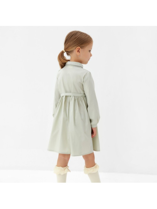 Платье однотонное для девочки MINAKU: Cotton collection, цвет фисташковый, рост 92-98 см