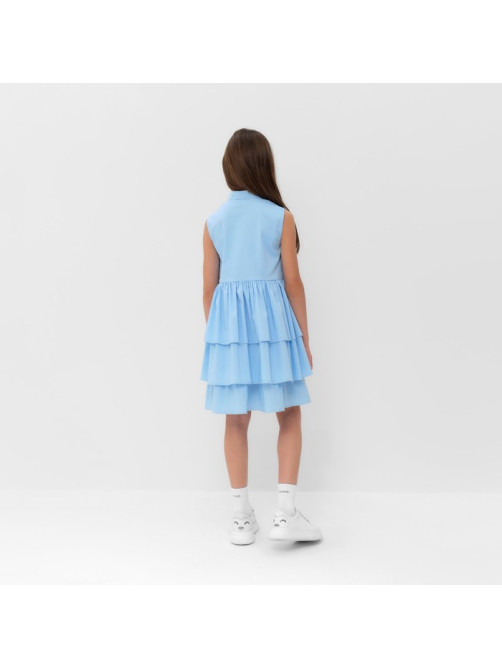 Платье для девочки MINAKU: Cotton collection на пуговицах, голубое, рост 128 см