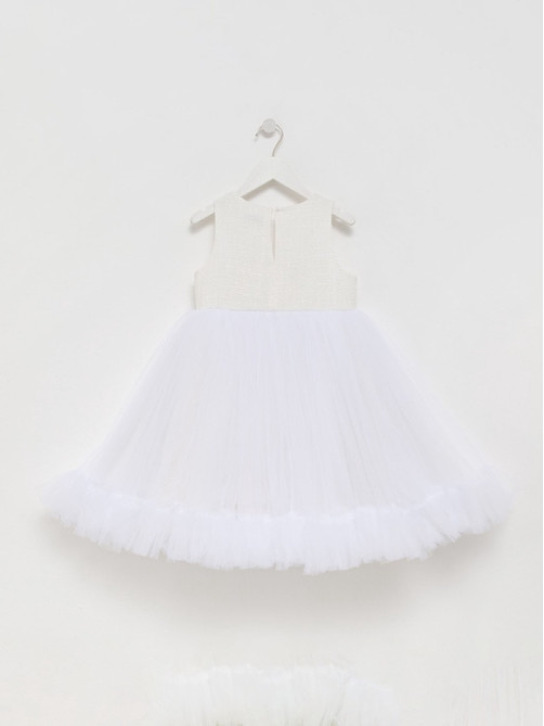 Платье нарядное для девочки MINAKU: PartyDress, белое, рост 110 см