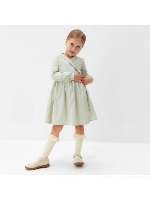 Платье однотонное для девочки MINAKU: Cotton collection, цвет фисташковый, рост 92-98 см