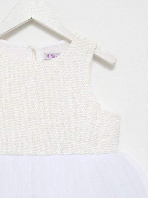 Платье нарядное для девочки MINAKU: PartyDress, белое, рост 110 см