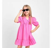 Платье с воротником для девочки KAFTAN: Summer cotton, ярко-розовое, рост 110-116 см