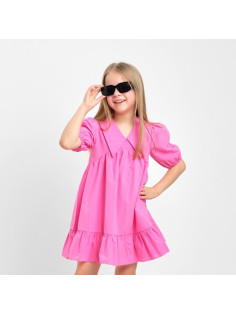 Платье с воротником для девочки KAFTAN: Summer cotton, ярко-розовое, рост 110-116 см