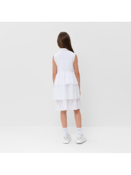 Платье для девочки MINAKU: Cotton collection на пуговицах, белое, рост 116 см