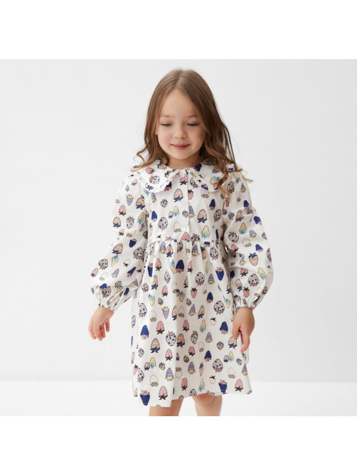 Платье для девочки KAFTAN «Ягоды» с воротником, белое, рост 86-92 см