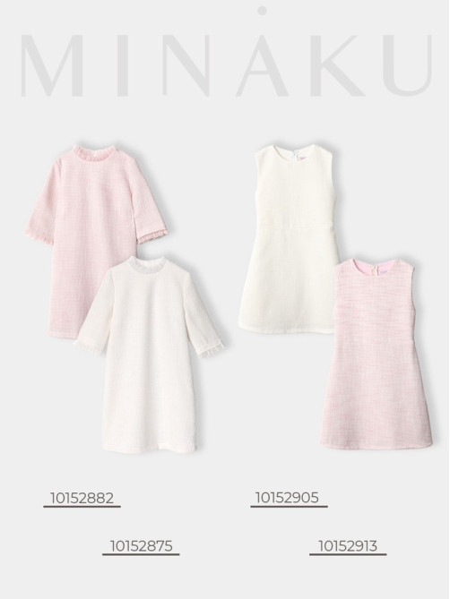 Платье нарядное для девочки MINAKU: PartyDress с воротником, розовое, рост 116-122 см