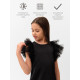 Платье нарядное для девочки MINAKU: PartyDress с крылышками, прямое, чёрное, рост 116-122 см