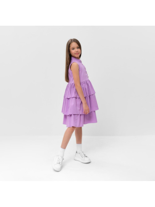 Платье для девочки MINAKU: Cotton collection на пуговицах, сиреневое, рост 116 см