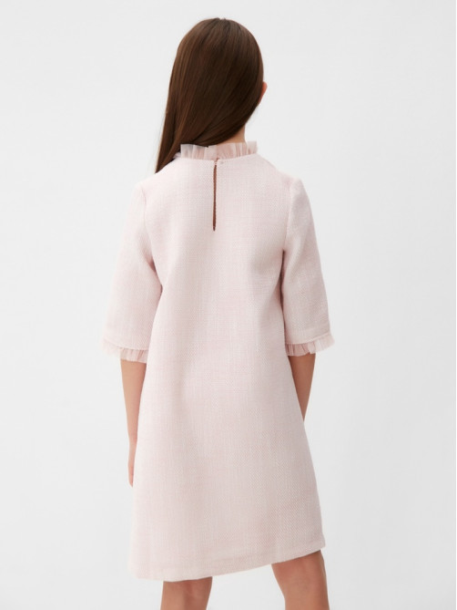 Платье нарядное для девочки MINAKU: PartyDress с воротником, розовое, рост 116-122 см