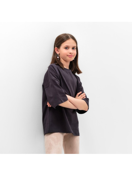 Футболка детская MINAKU: Basic line kids, тёмно-серая, рост 140 см