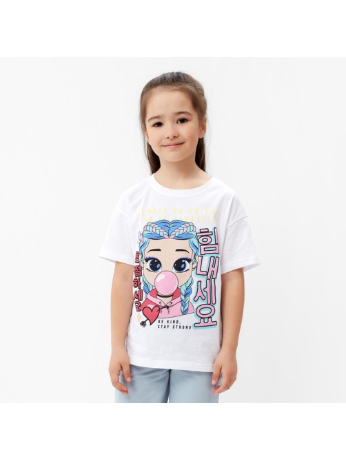 Футболка для девочки KAFTAN: Girl, белая, размер 36 (134-140 см)