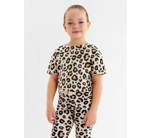 Футболка для девочки укороченная KAFTAN: Trendy, бежевая, размер 36 (134-140 см)