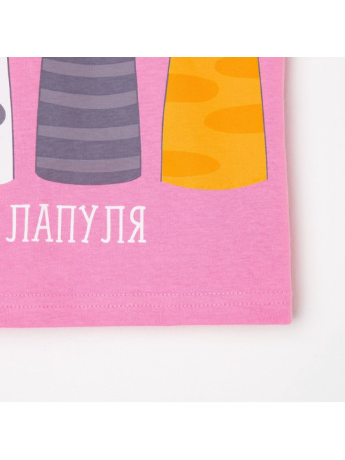 Футболка для девочки KAFTAN «Лапуля», розовая, размер 38 (146-152 см)