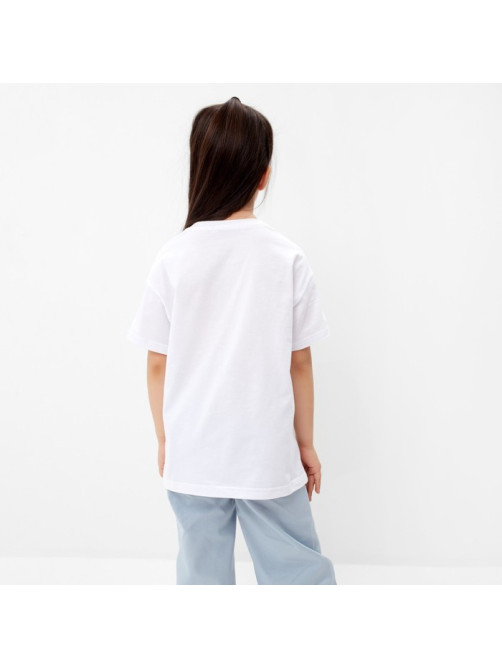 Футболка для девочки KAFTAN: Girl, белая, размер 34 (122-128 см)