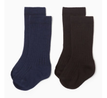 Гольфы детские 2 пары Крошка Я BASIC LINE, 8-10 см, коричневый, синий