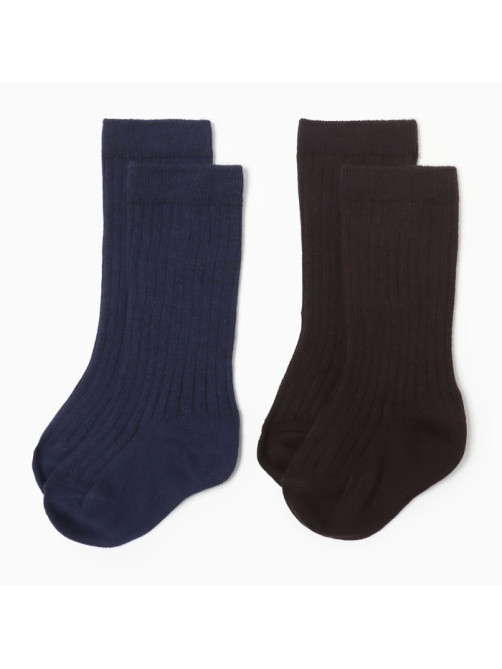 Гольфы детские 2 пары Крошка Я BASIC LINE, 8-10 см, коричневый, синий