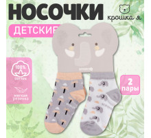 Носки детские Крошка Я «Слон», набор 2 пары, 10-12 см