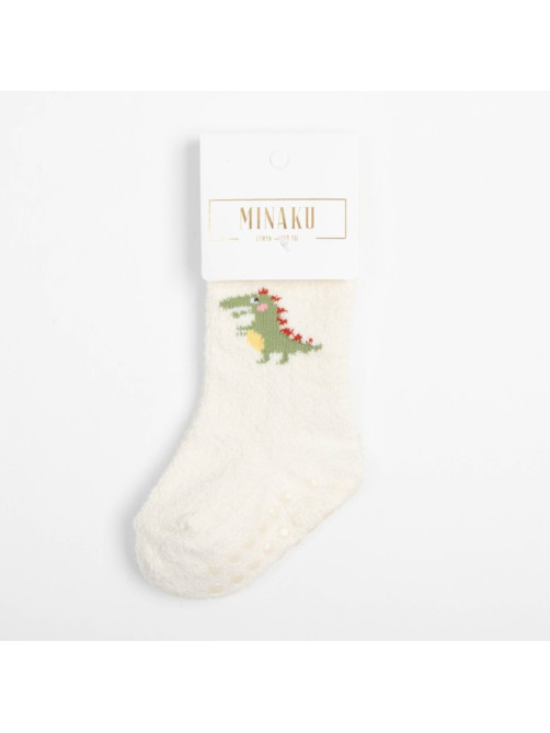 Носки детские махровые со стопперами MINAKU: Cozy Winter, белые, размер 10-12