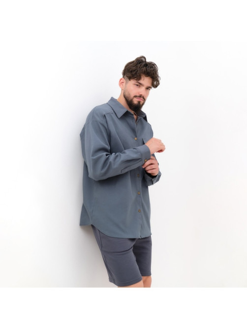 Рубашка мужская MIST oversize размер 50, цвет графитовый
