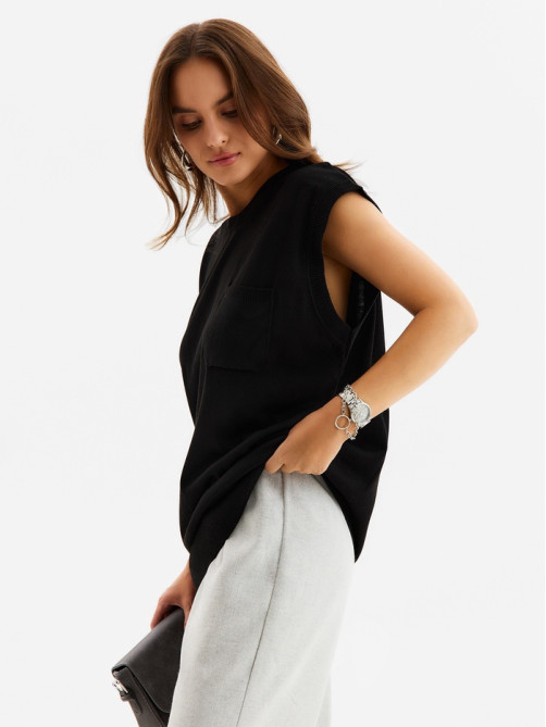 Жилет MINAKU: Knitwear collection цвет черный, размер 48
