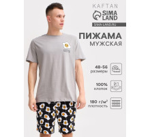 Пижама мужская (футболка, шорты) KAFTAN Good mo, размер 48, цвет серый, чёрный