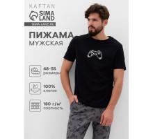 Пижама мужская (футболка, шорты) KAFTAN Game, размер 54, чёрная