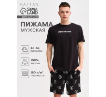 Пижама мужская (футболка, шорты) KAFTAN Moneymaker, размер 52, чёрная