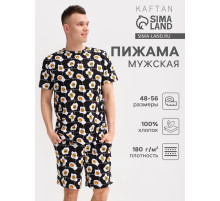 Пижама мужская KAFTAN «Яйца», размер 56, чёрная
