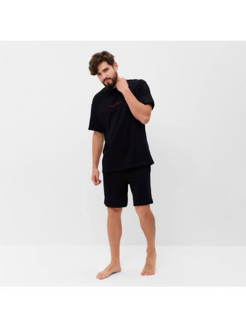 Пижама мужская (футболка, шорты) KAFTAN «Мне лень», размер 48, чёрная