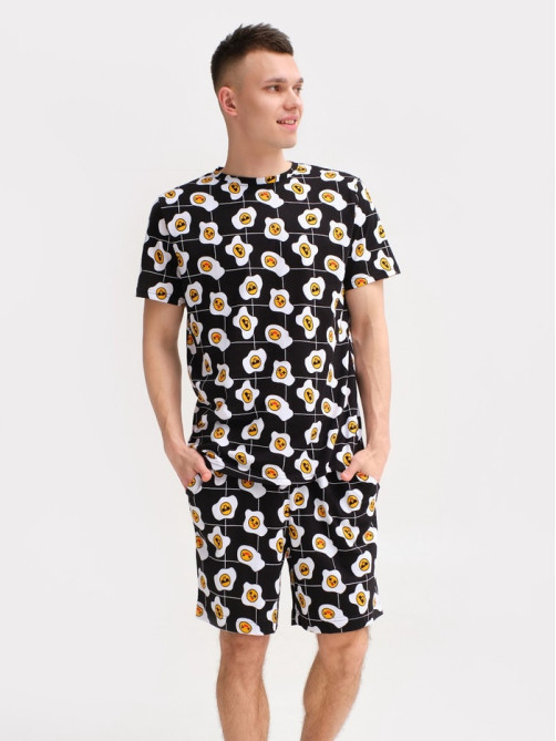 Пижама мужская KAFTAN «Яйца», размер 56, чёрная