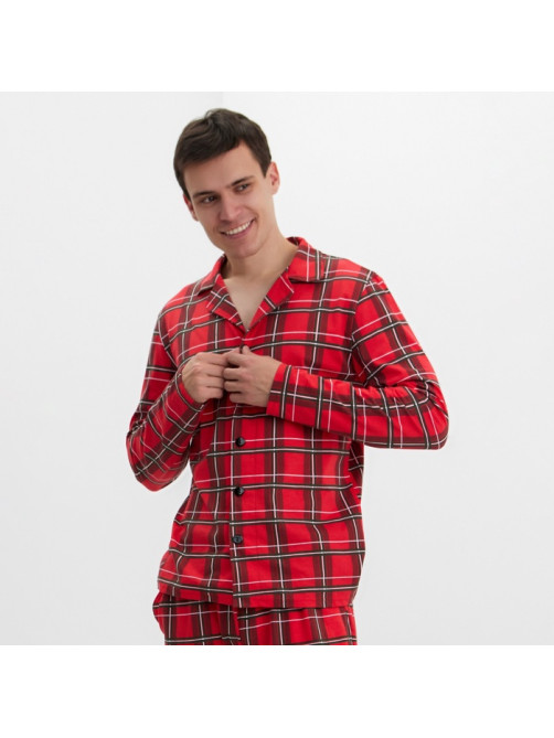 Пижама мужская (рубашка, брюки) KAFTAN «Клетка», размер 54