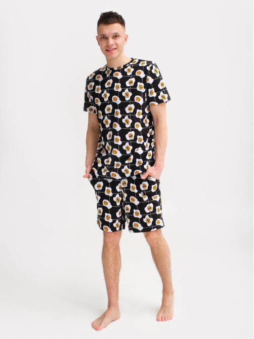 Пижама мужская KAFTAN «Яйца», размер 56, чёрная