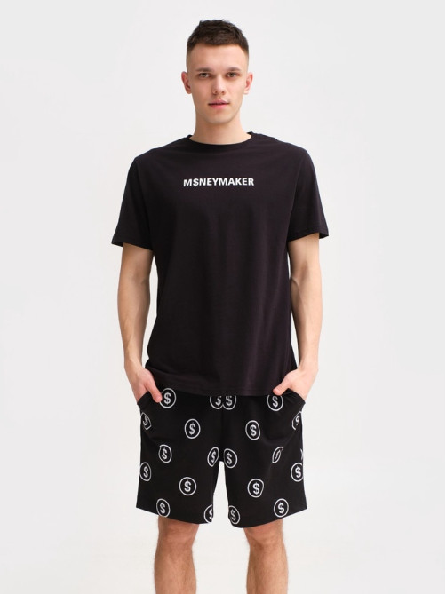 Пижама мужская (футболка, шорты) KAFTAN Moneymaker, размер 50, чёрная