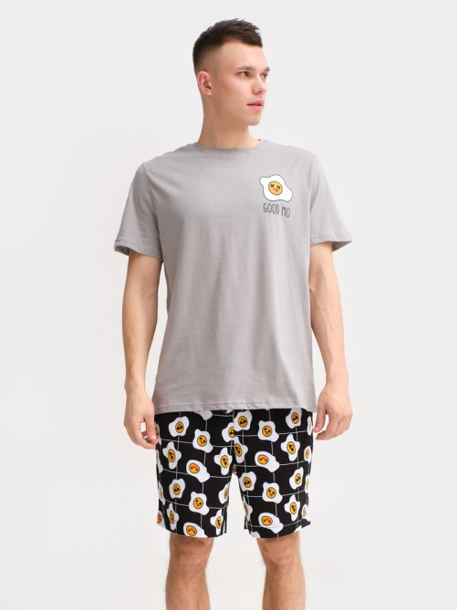 Пижама мужская (футболка, шорты) KAFTAN Good mo, размер 54, цвет серый, чёрный