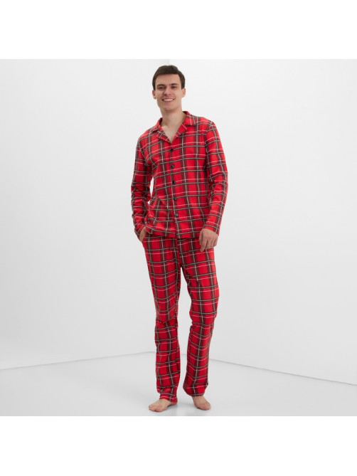 Пижама мужская (рубашка, брюки) KAFTAN «Клетка», размер 52