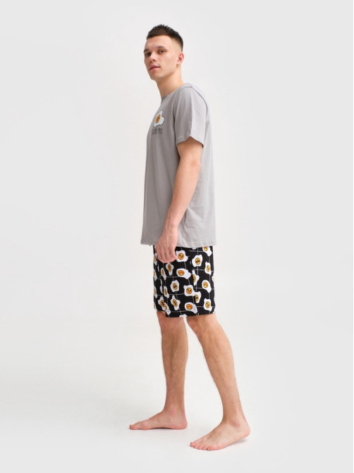 Пижама мужская (футболка, шорты) KAFTAN Good mo, размер 48, цвет серый, чёрный