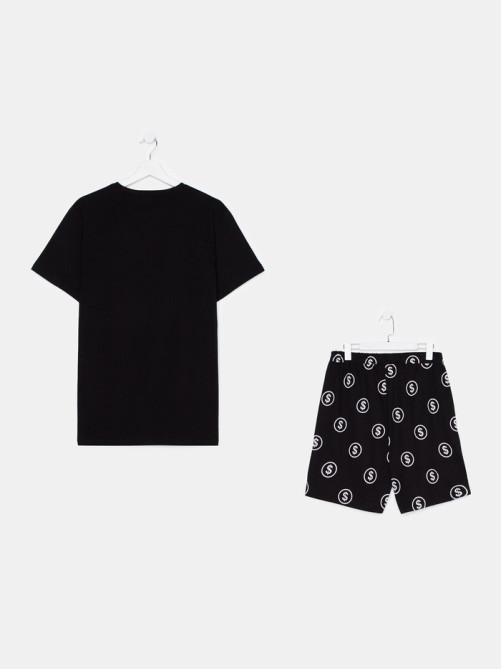 Пижама мужская (футболка, шорты) KAFTAN Moneymaker, размер 50, чёрная