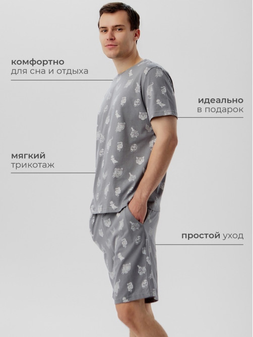 Пижама мужская (футболка, шорты) KAFTAN Tiger, размер 52