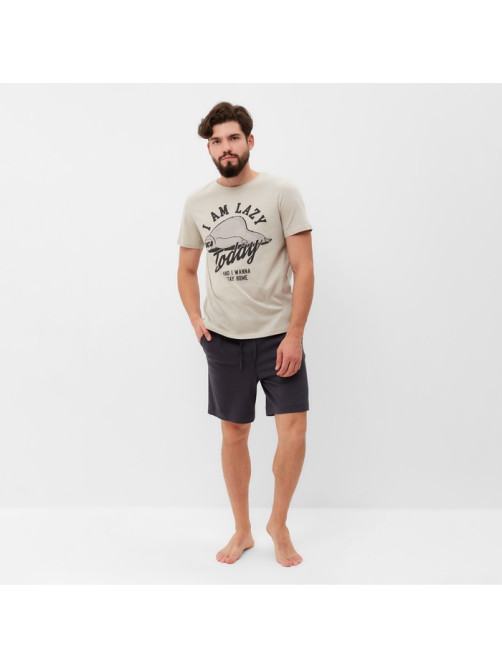Пижама мужская (футболка, шорты) KAFTAN i`m lazy, размер 48, серая