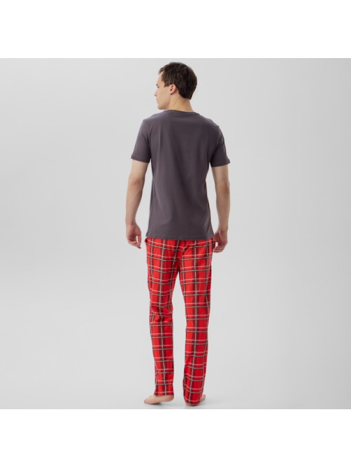Пижама новогодняя мужская KAFTAN «Рок», размер 54, серая, красная