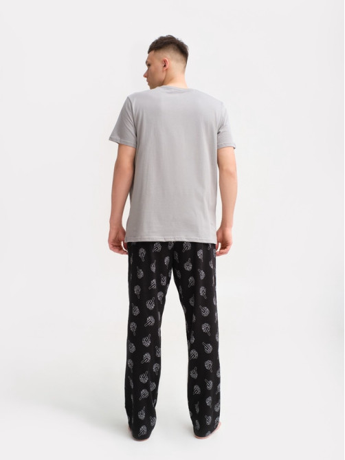 Пижама мужская (футболка, брюки) KAFTAN «Утры», размер 56, цвет серый, красный