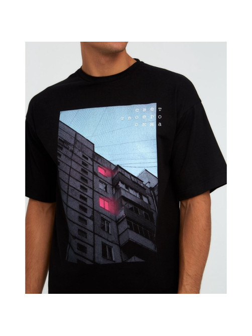 Футболка KAFTAN «Окна», размер 54, чёрная