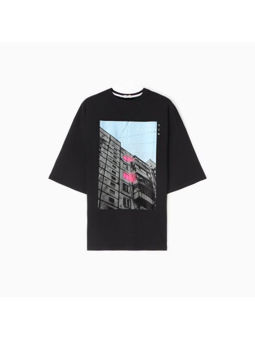 Футболка KAFTAN «Окна», размер 56, чёрная