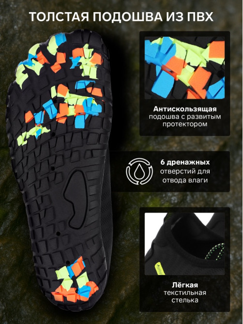 Аквашузы ONLYTOP Black, р. 35-36