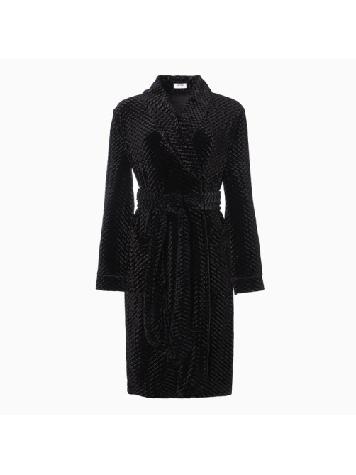 Халат домашний женский KAFTAN «Бархат», размер 48, чёрный