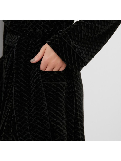 Халат домашний женский KAFTAN «Бархат», размер 40, чёрный