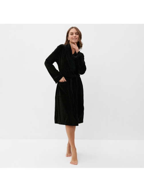 Халат домашний женский KAFTAN «Бархат», размер 44, чёрный